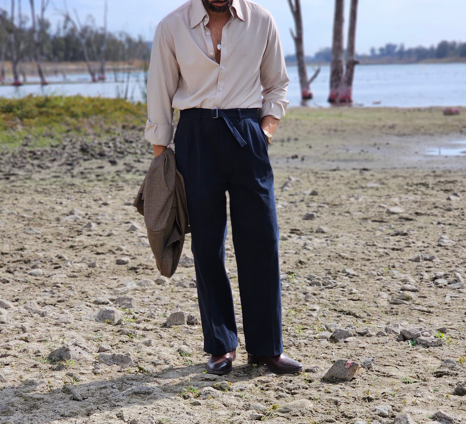 BRUSHED MOLESKIN COTTON TROUSERS - JUST A MEN SHOE