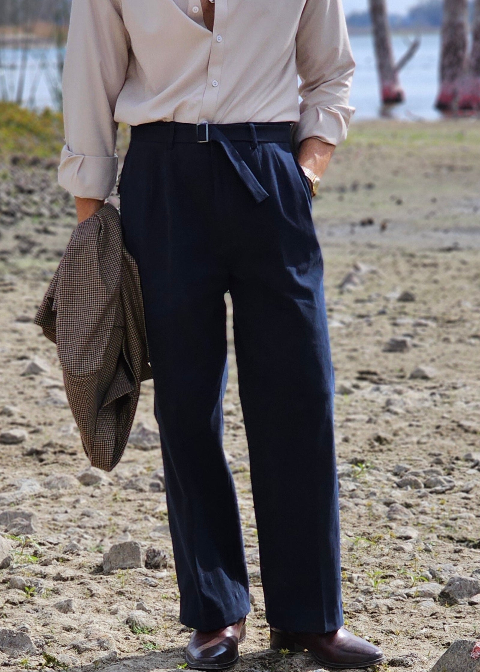 BRUSHED MOLESKIN COTTON TROUSERS - JUST A MEN SHOE
