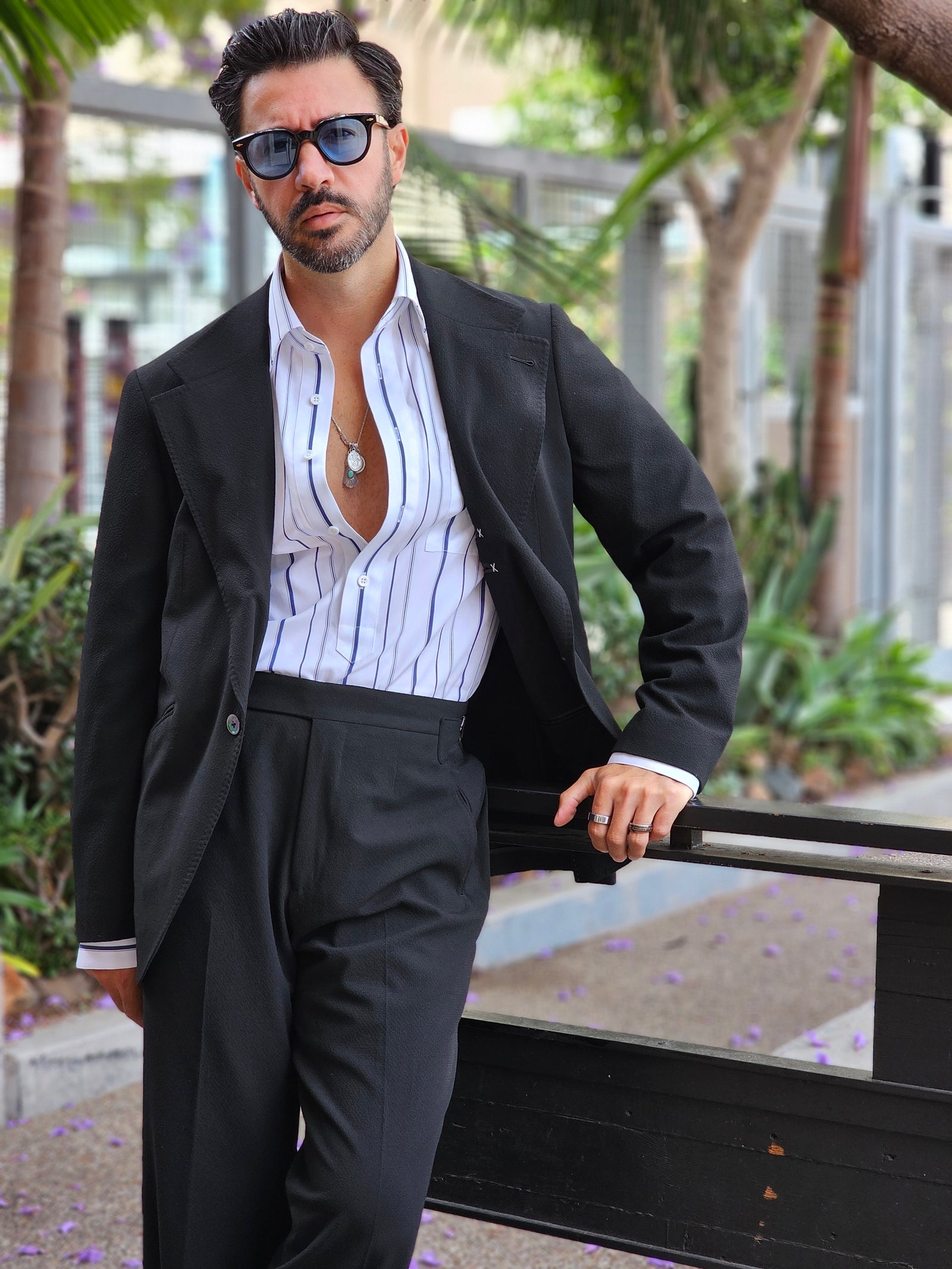Made-to-Measure Black Seersucker Sport Jacket