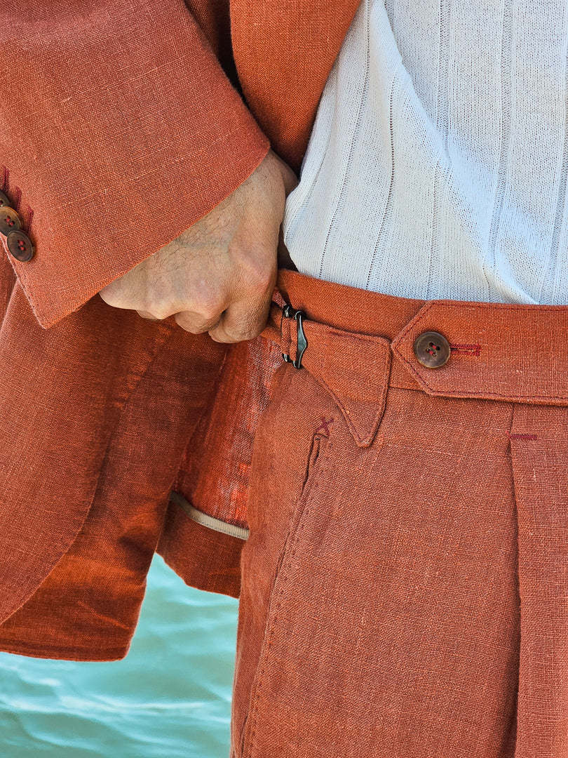 Made-to-Measure Burnt Orange Linen Trousers
