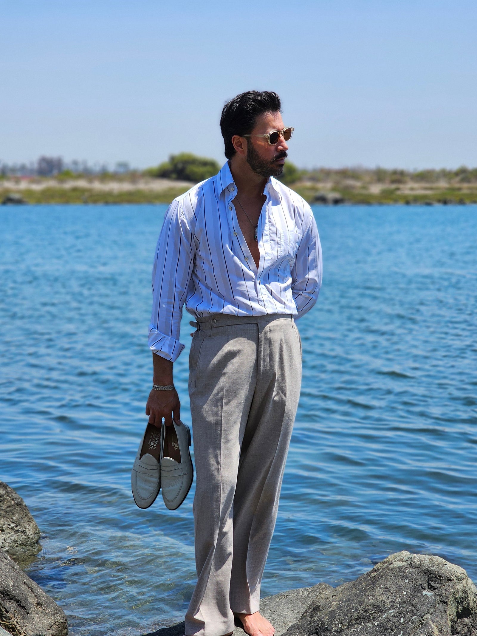Made-to-Measure Oatmeal Wool Silk Linen Trousers