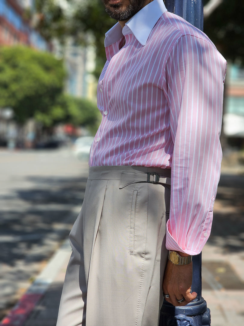 Made-to-Measure Taupe Tropical Wool Trousers