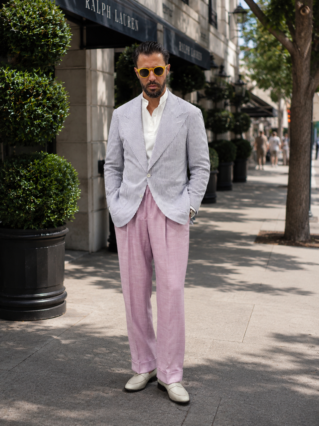 Made-to-Measure Pale Pink Bamboo, Wool & Silk Blend Trousers