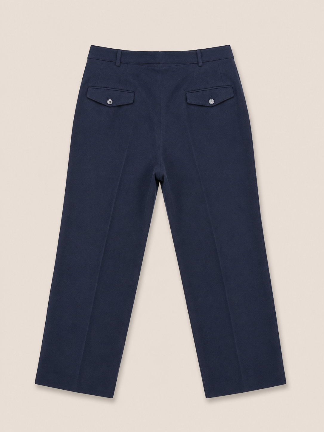 Made-to-Measure Navy Brushed Moleskin Cotton Pleated Trousers