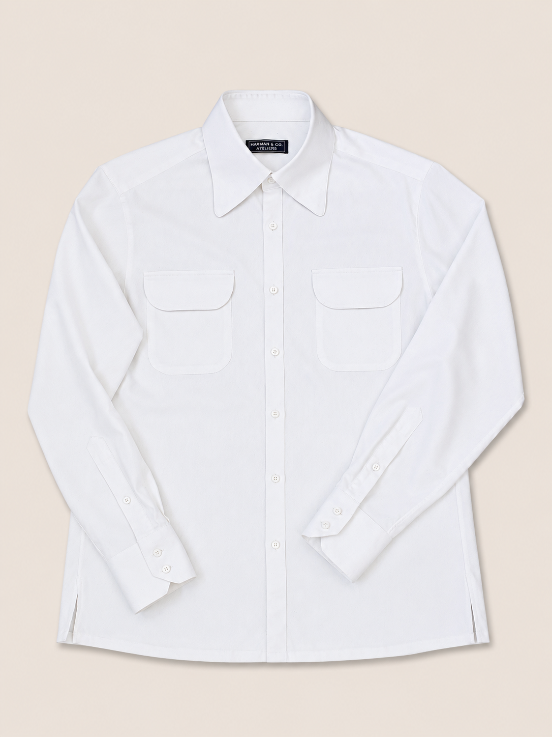 Made-to-Measure White Bamboo Shirt with Dual Pockets