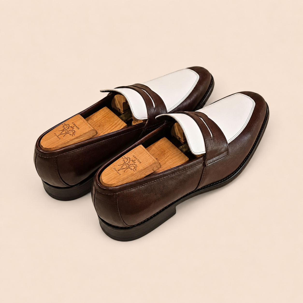 Gatsby Loafer – Ivory & Brown Full Grain Leather