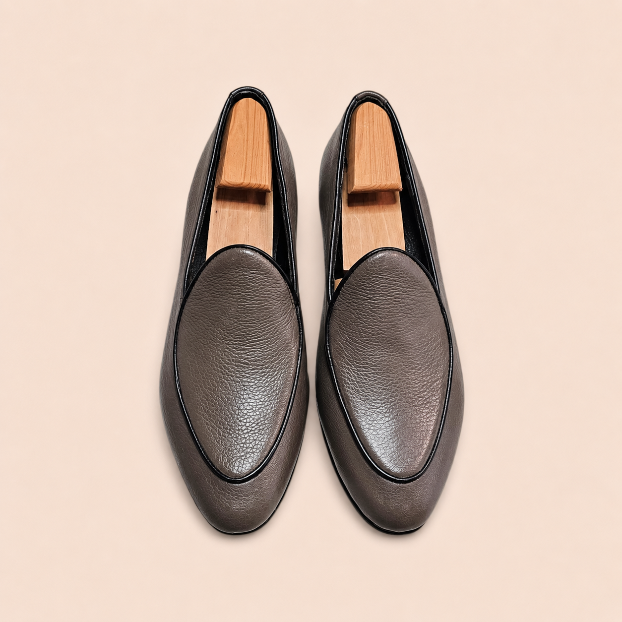 Oliver Stone – Grey Pebble Full-Grain Leather Belgian Loafer