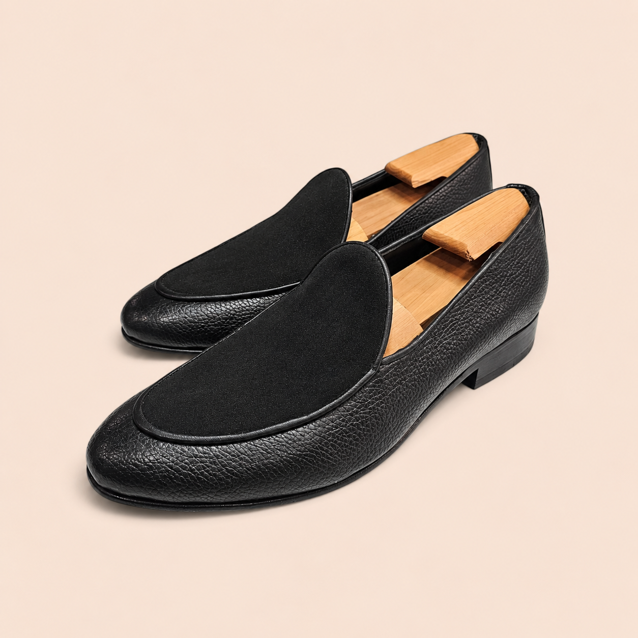 Oliver Noir – Black Suede & Pebble Leather Belgian Loafer