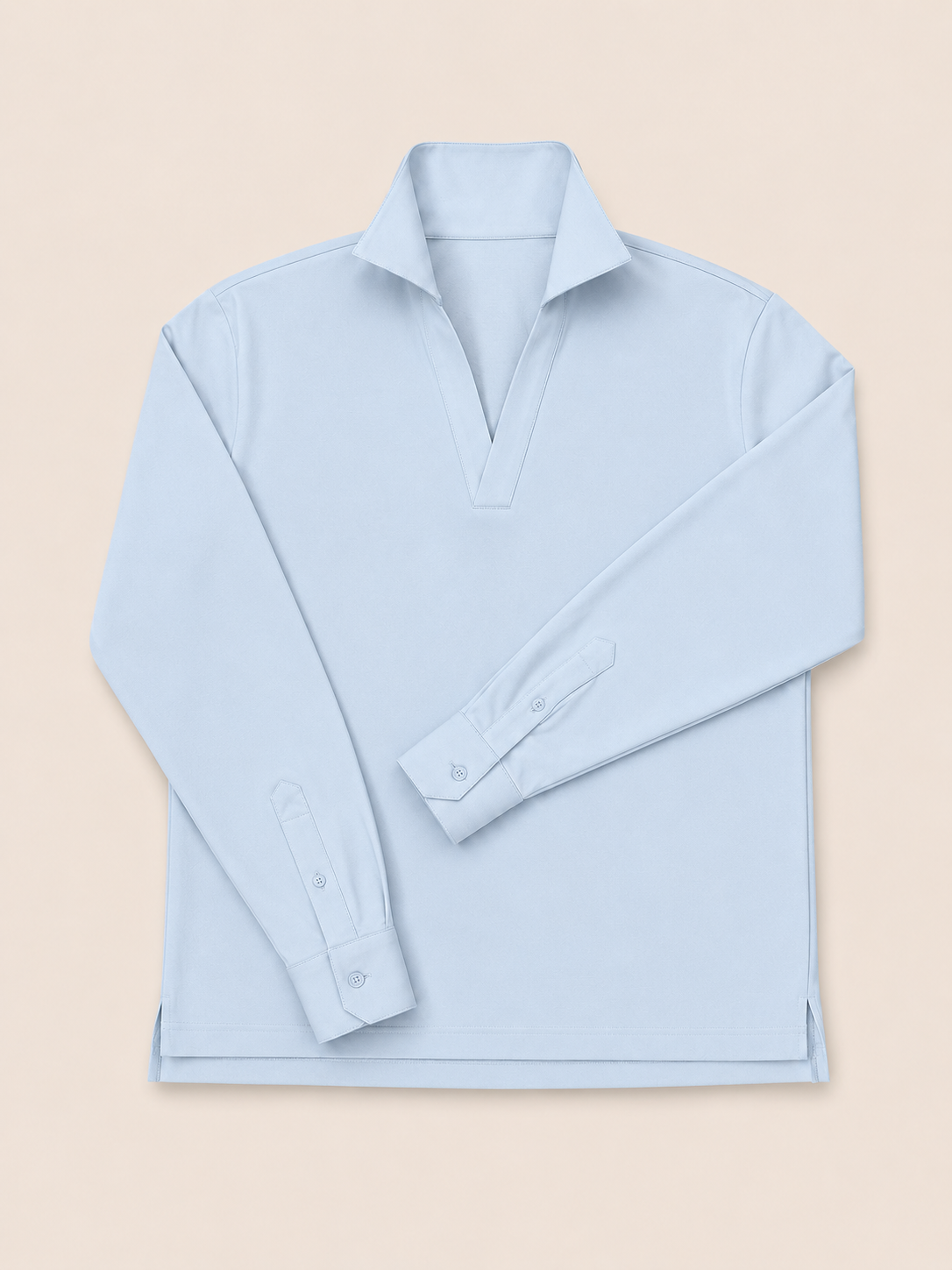 Made-to-Measure Baby Blue Cotton Stretch V-Neck Polo