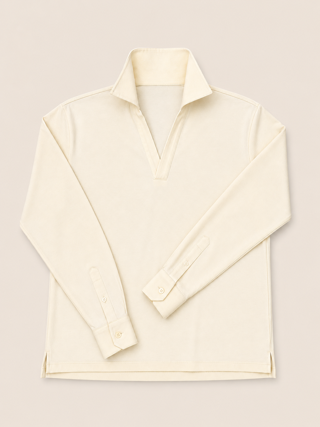 Made-to-Measure Butter Cotton Stretch V-Neck Polo