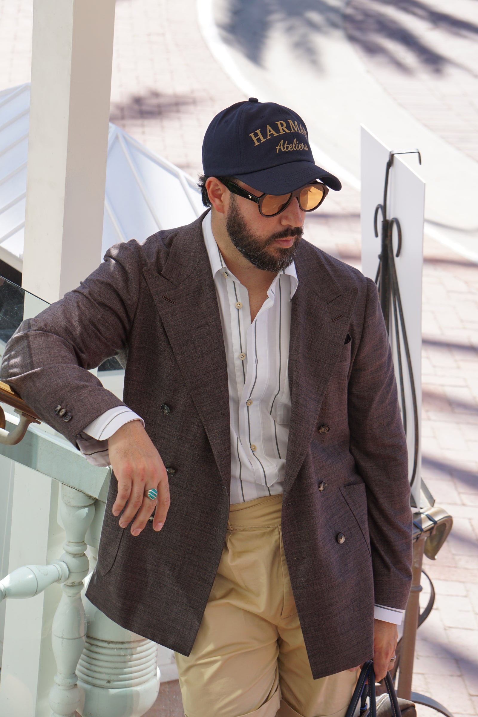 Made-to-Measure Brown Bamboo Silk Linen Double-Breasted Sport Jacket