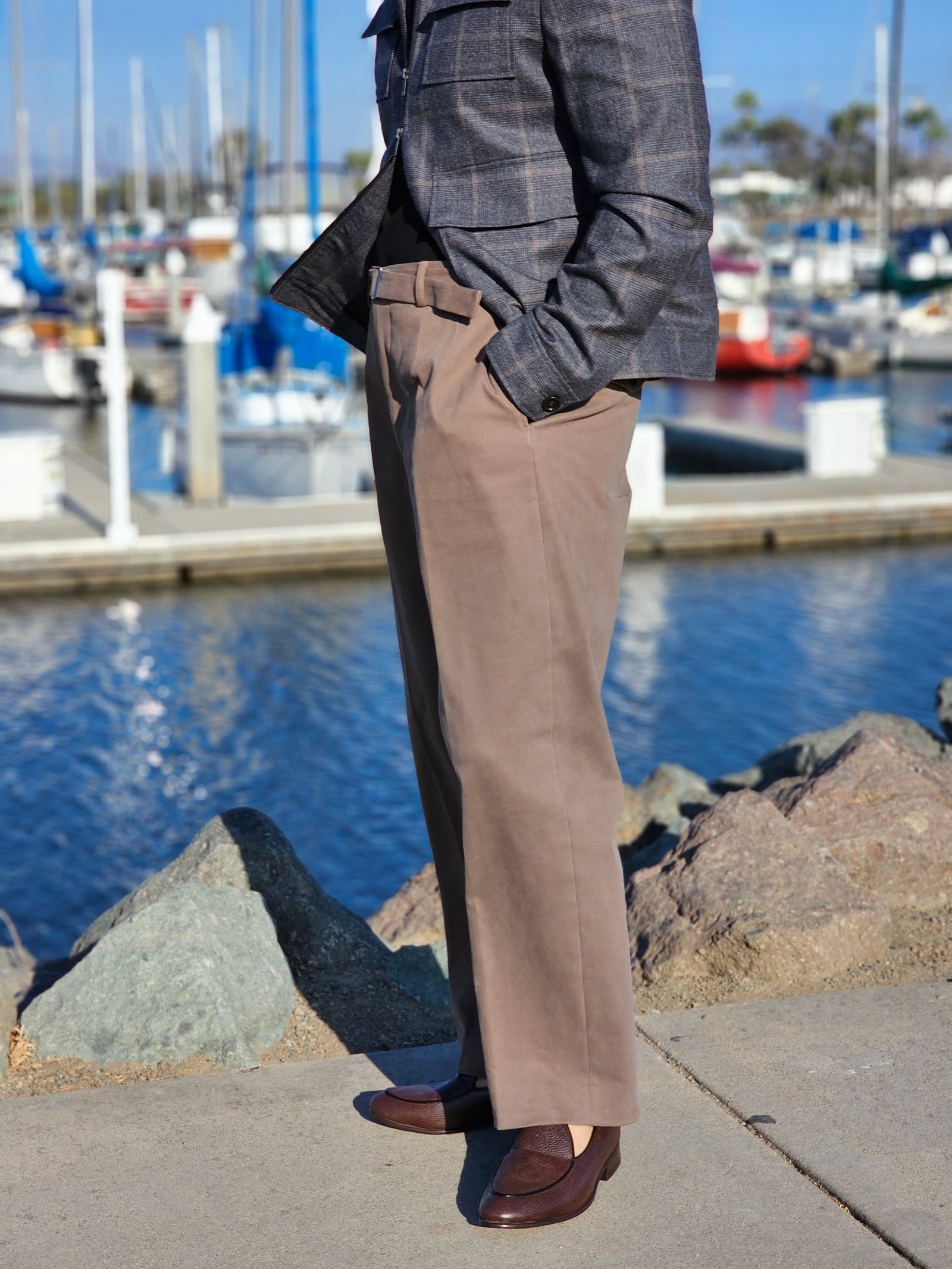 BRUSHED MOLESKIN COTTON TROUSERS - JUST A MEN SHOE