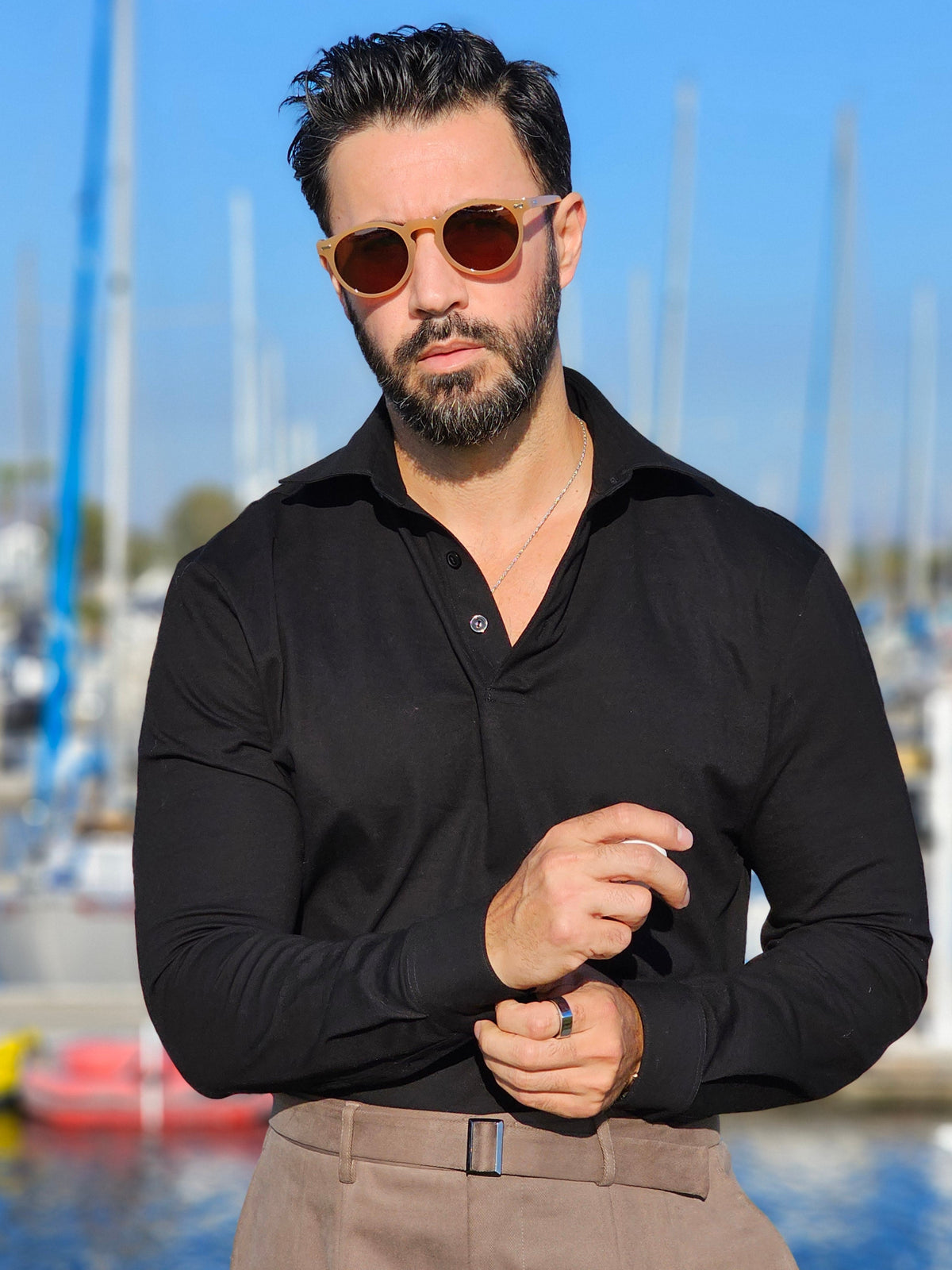 Made-to-Measure Black Pima Cotton Polo