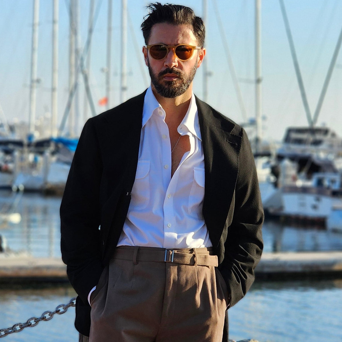 Made-to-Measure Black Seersucker Sport Jacket