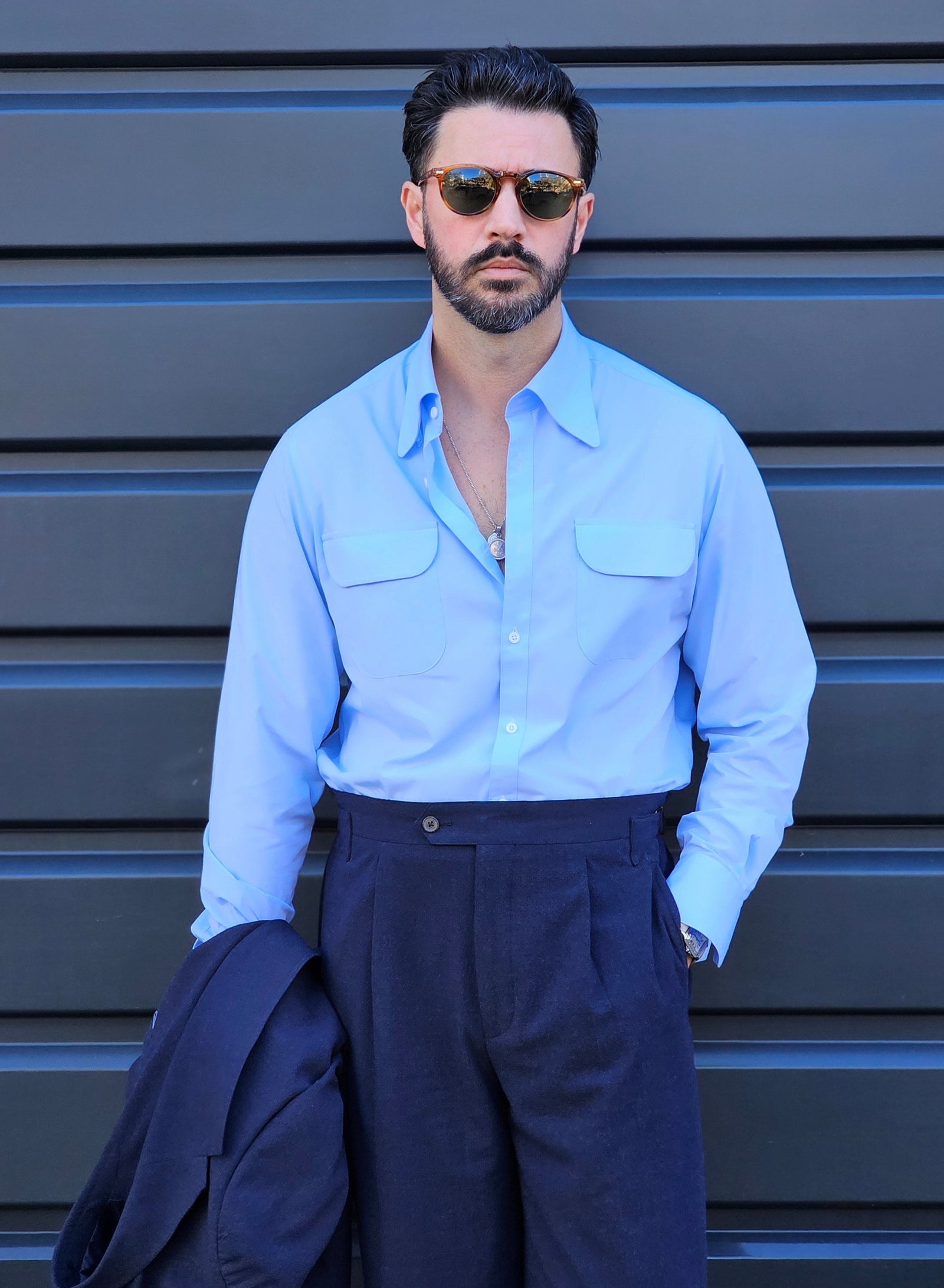 Made-to-Measure Navy Seersucker Trousers