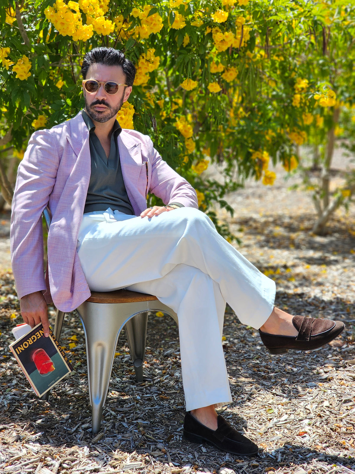 Made-to-Measure Pale Pink Bamboo-Silk-Wool Double-Breasted Jacket