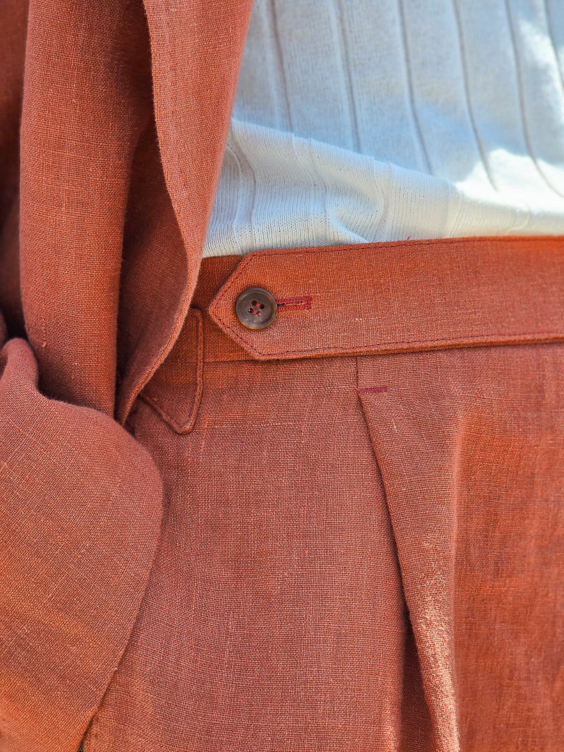 Made-to-Measure Burnt Orange Linen Trousers