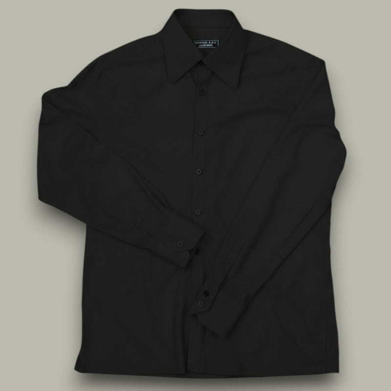 Made-to-Measure Black Bamboo Shirt with Rounded Collar