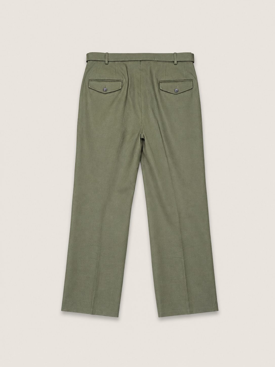 Made-to-Measure Olive Cotton Trousers with Removable Belt
