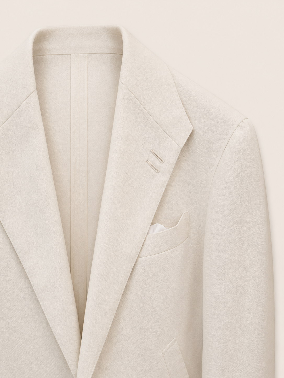 Made-to-Measure Ivory Herringbone Wool, Silk & Linen Blend Unconstructed Teba Jacket