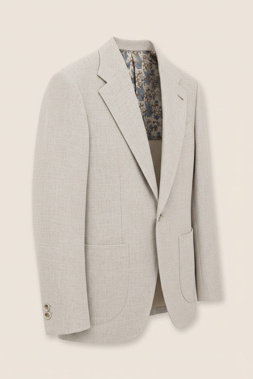 Made-to-Measure Oatmeal Wool Silk Unstructured Sport Coat