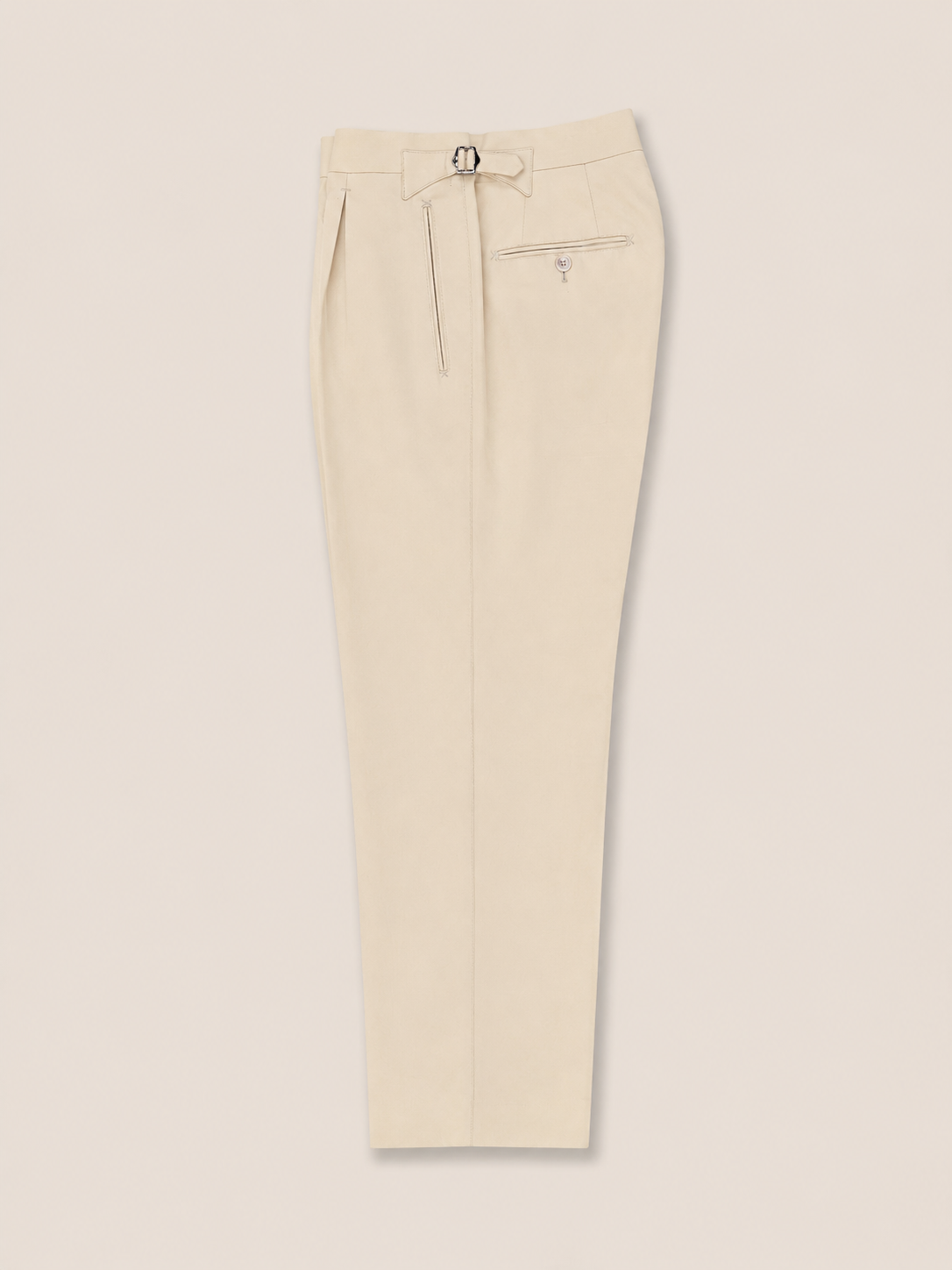 Made-to-Measure Butter Yellow Cotton-Spandex Pleated Trousers