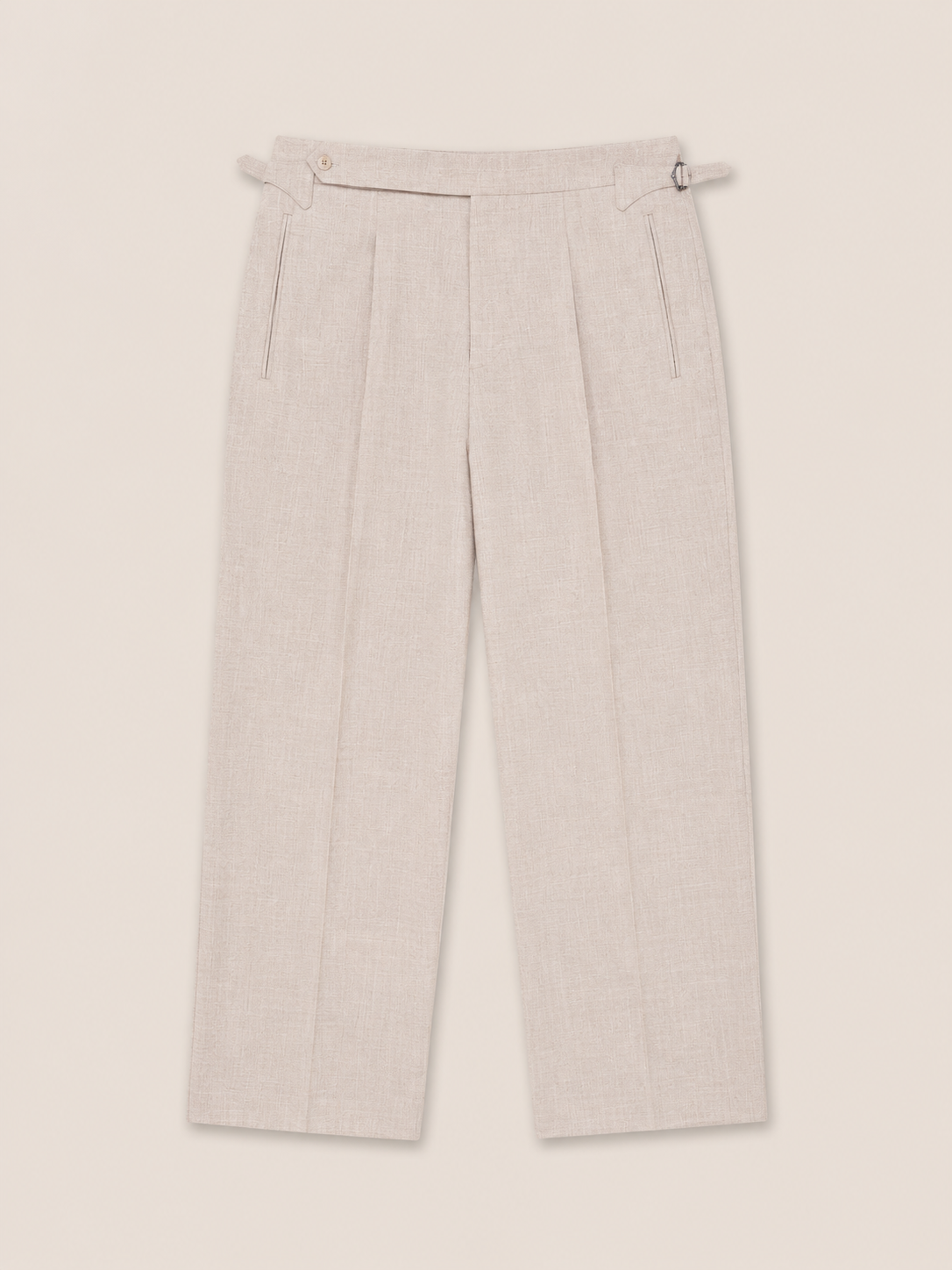 Made-to-Measure Oatmeal Wool Silk Linen Trousers