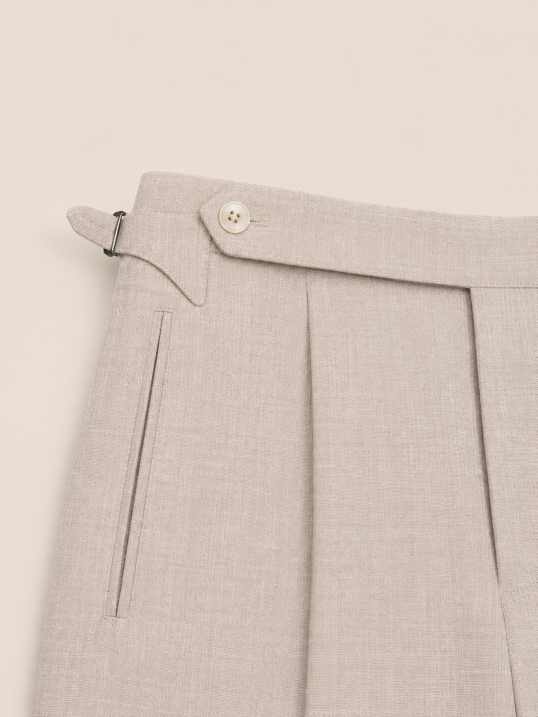 Made-to-Measure Oatmeal Wool Silk Linen Trousers