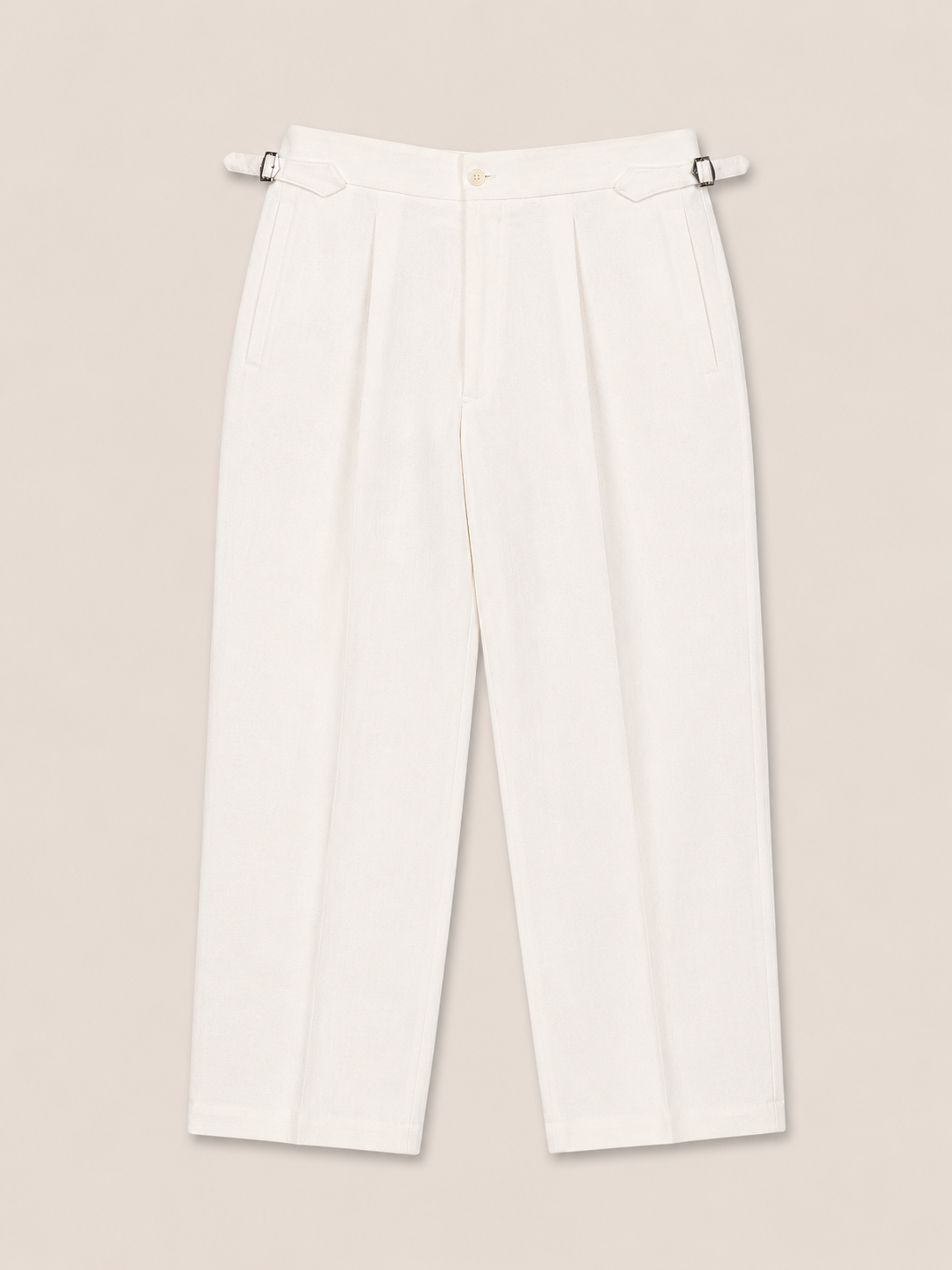Made-to-Measure White Cotton Denim Trousers
