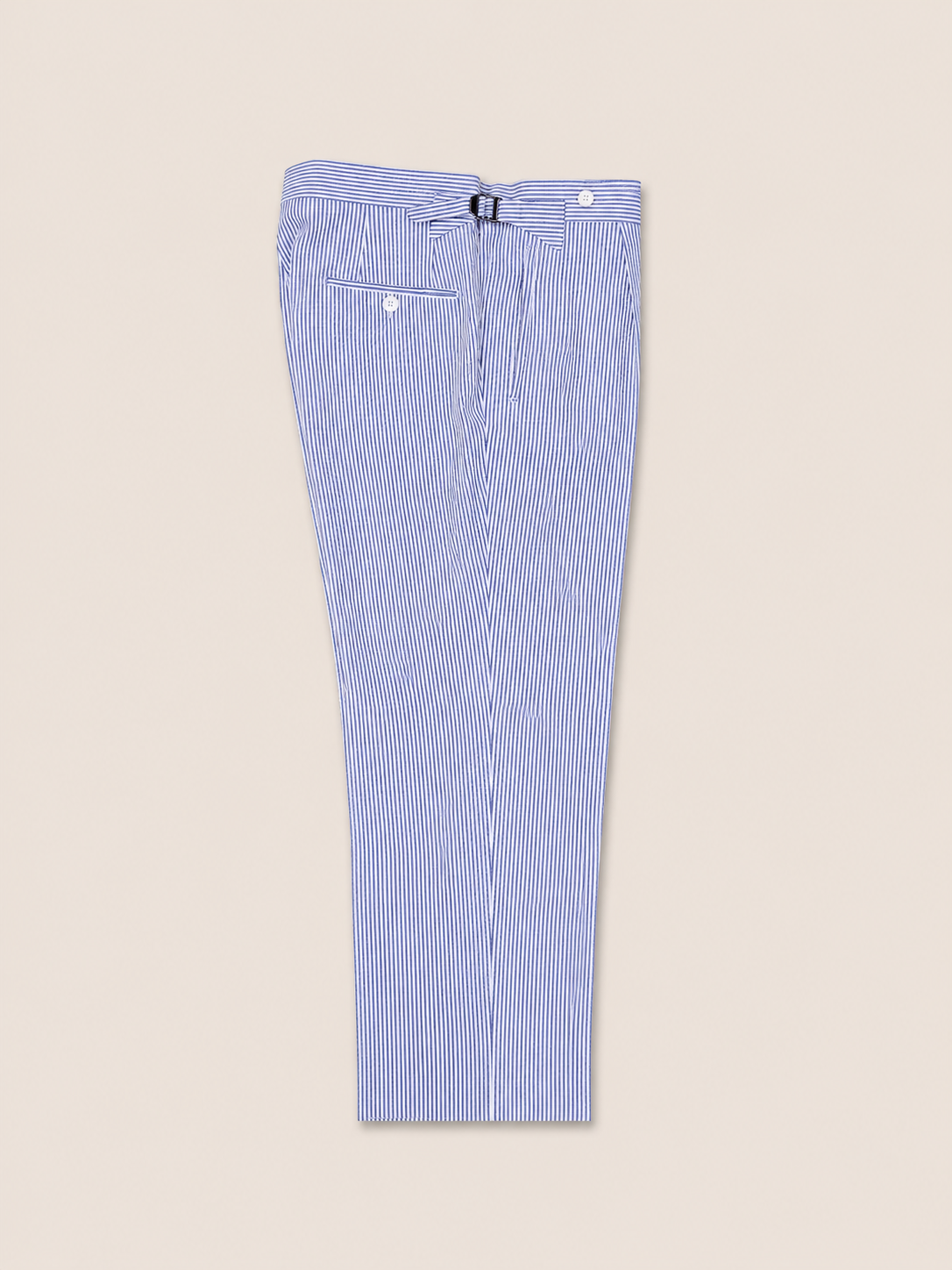 Made-to-Measure Blue & White Wool Seersucker Trousers