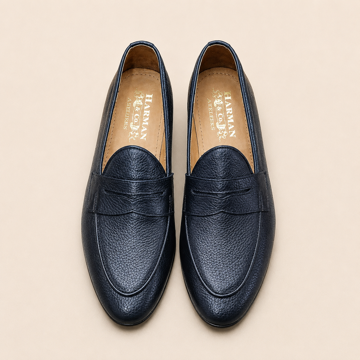 Hudson Penny Loafer – Black Pebble Leather (Unlined)
