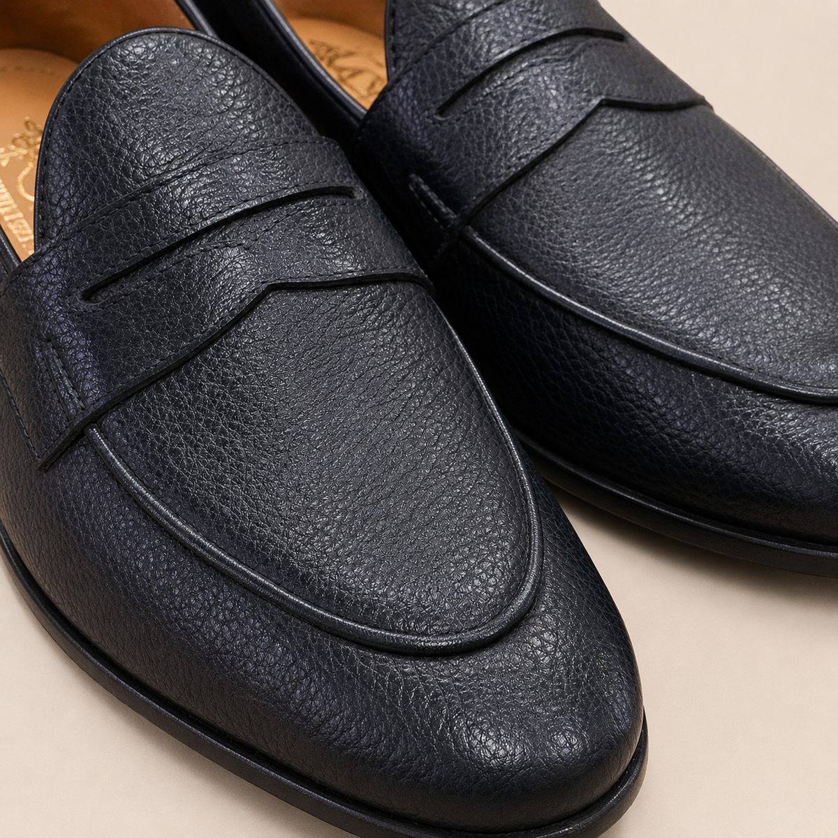 Hudson Penny Loafer – Black Pebble Leather (Unlined)