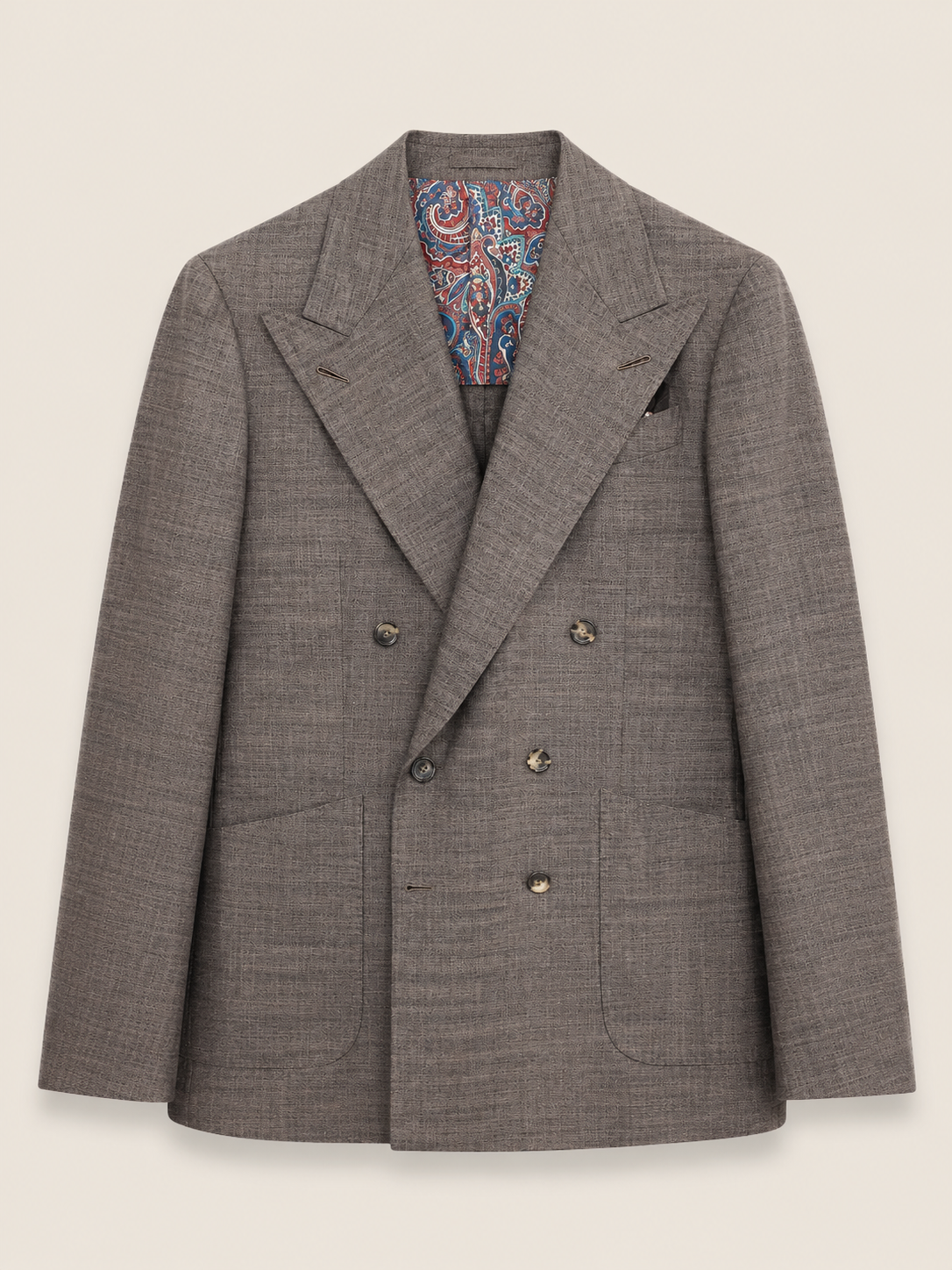 Made-to-Measure Brown Bamboo Silk Linen Double-Breasted Sport Jacket