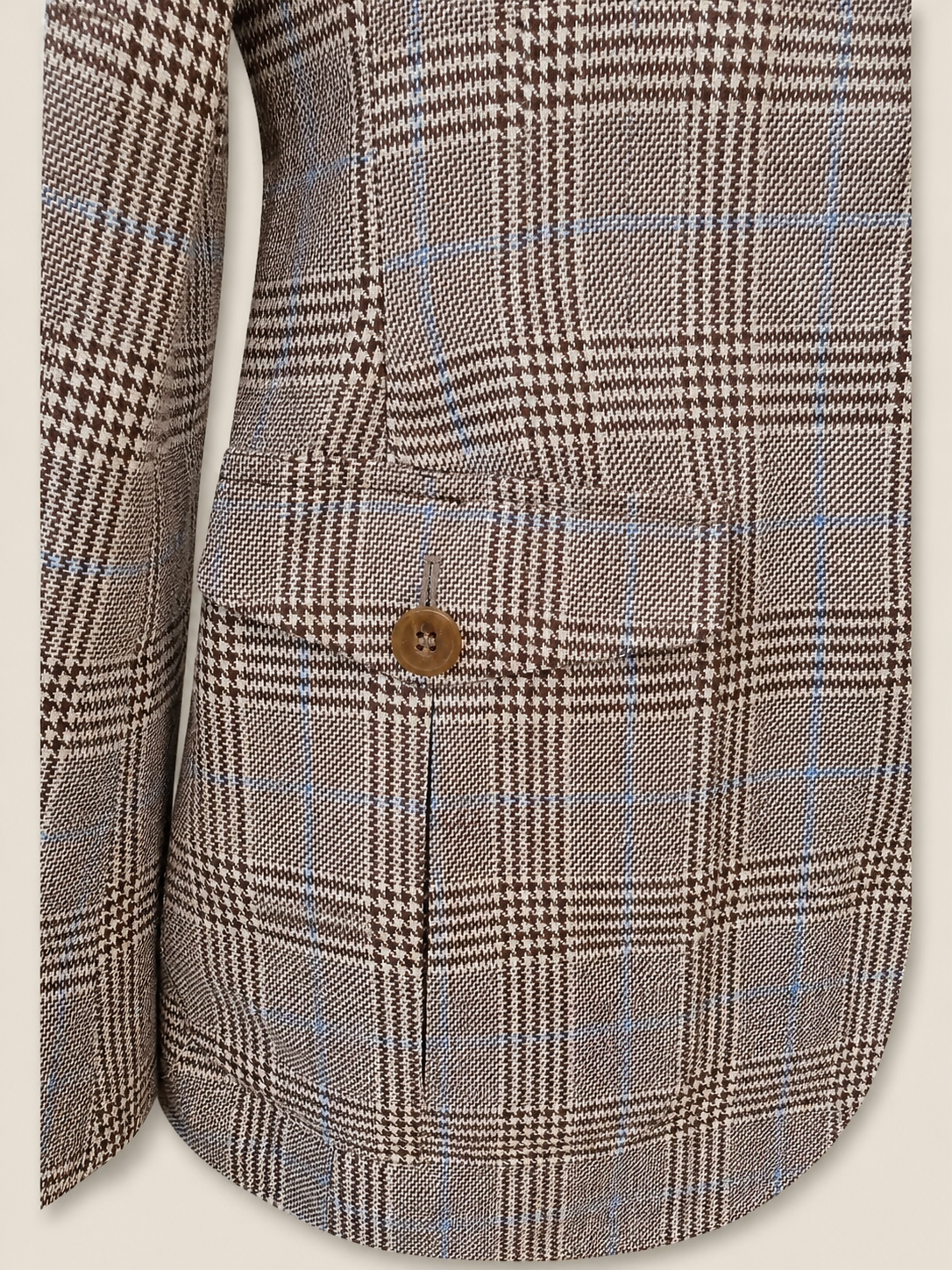 Made-to-Measure Cream Glen Plaid Wool Linen Sport Coat