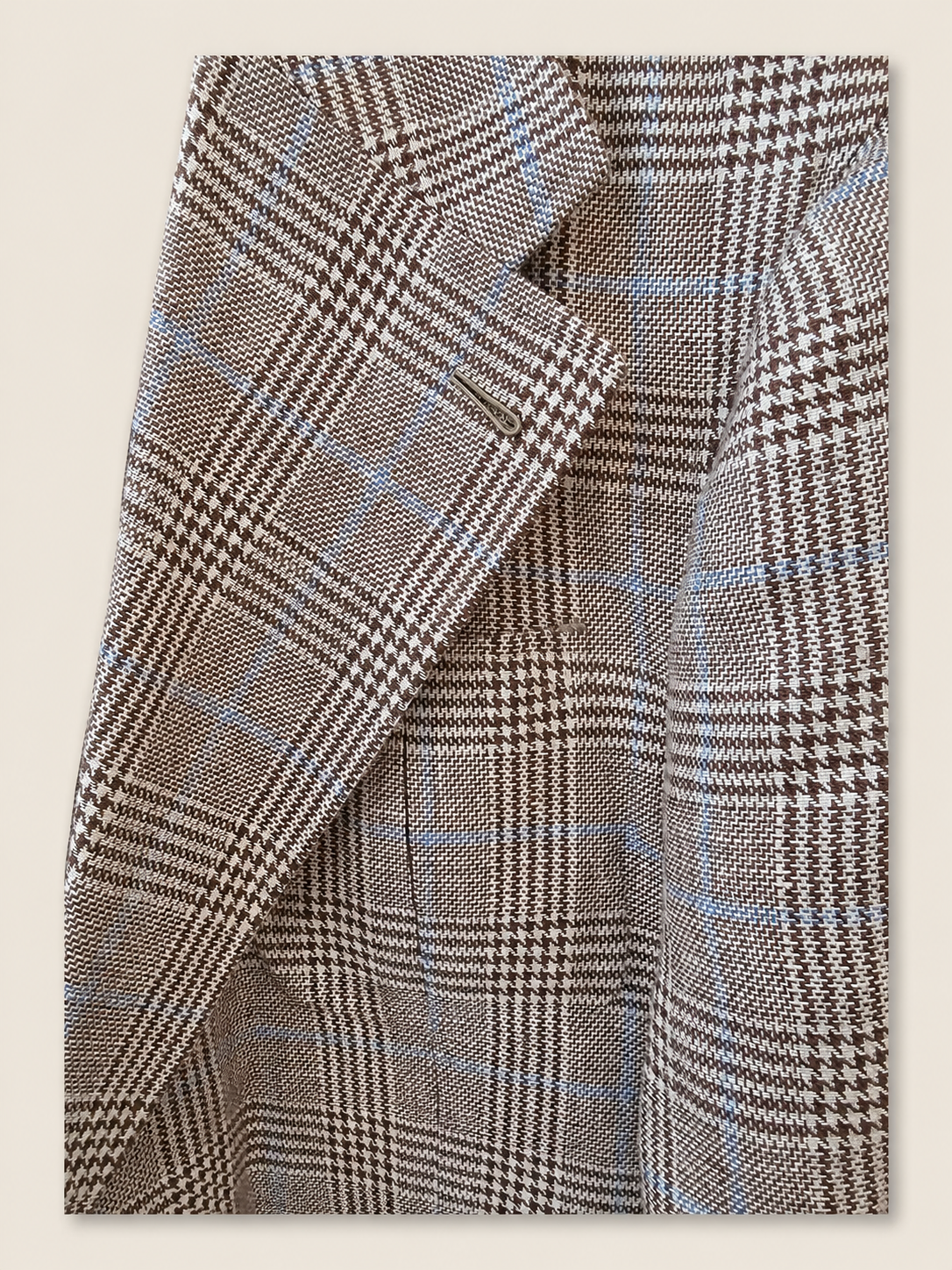 Made-to-Measure Cream Glen Plaid Wool Linen Sport Coat