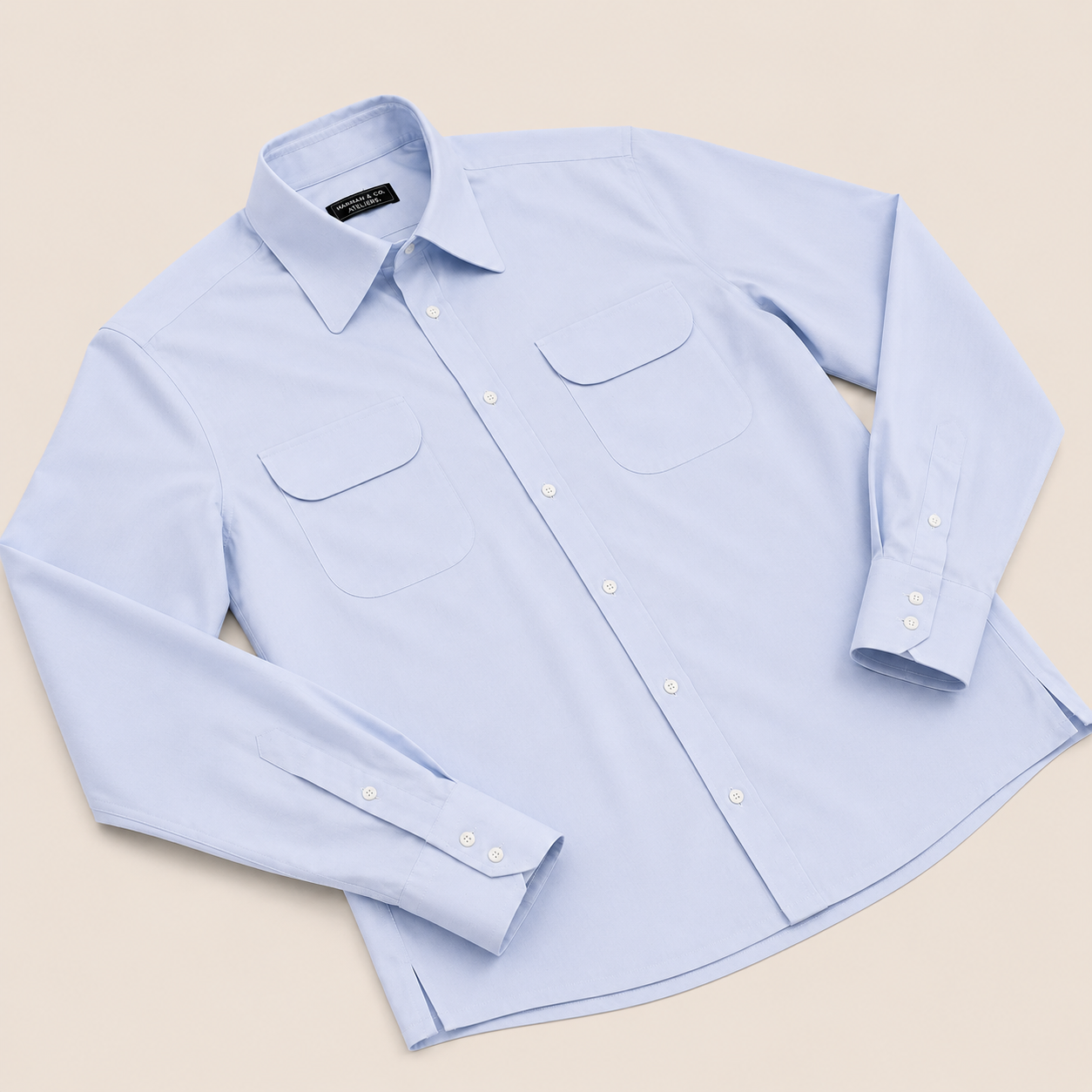 Made-to-Measure Light Blue Bamboo Shirt with Dual Pockets