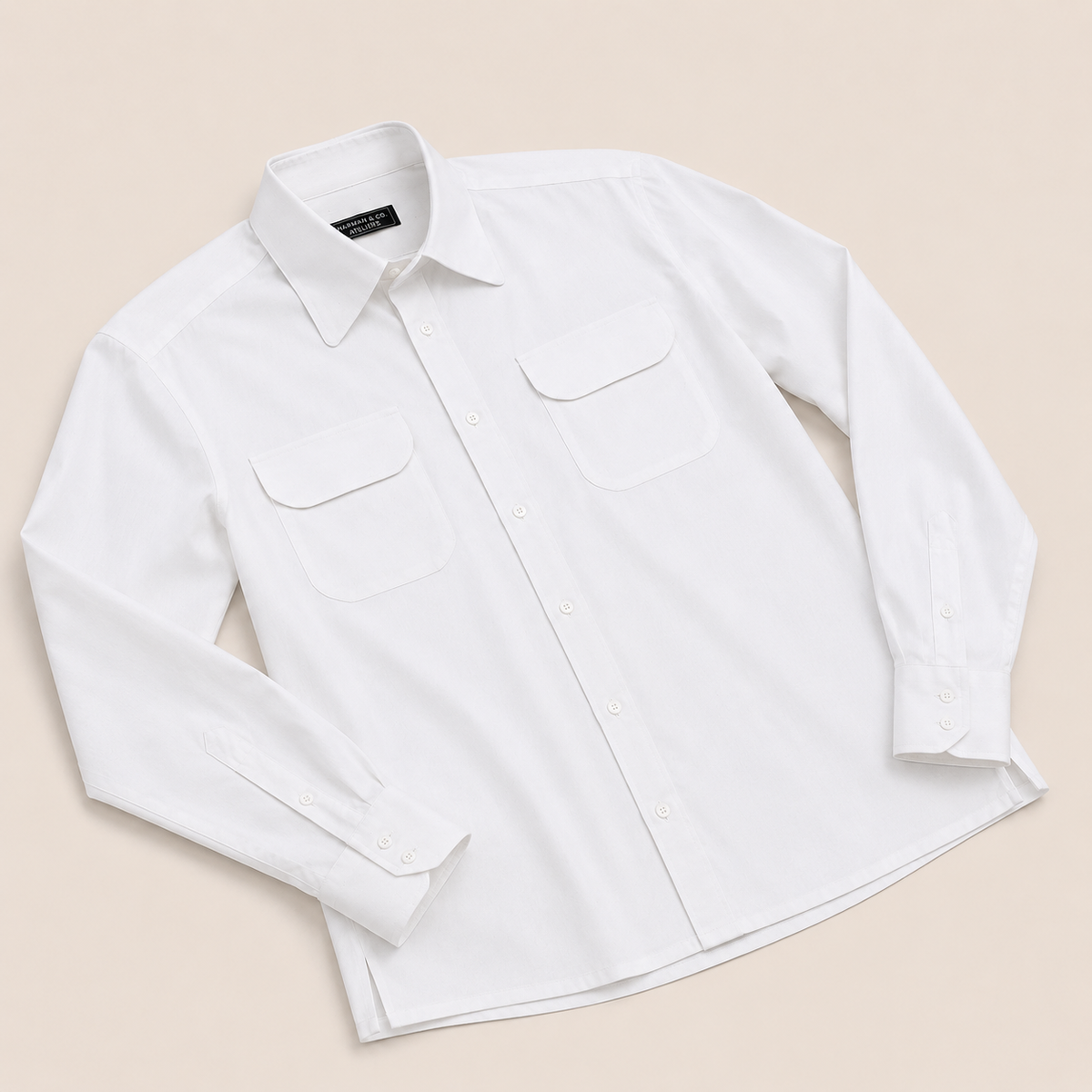 Made-to-Measure White Bamboo Shirt with Dual Pockets