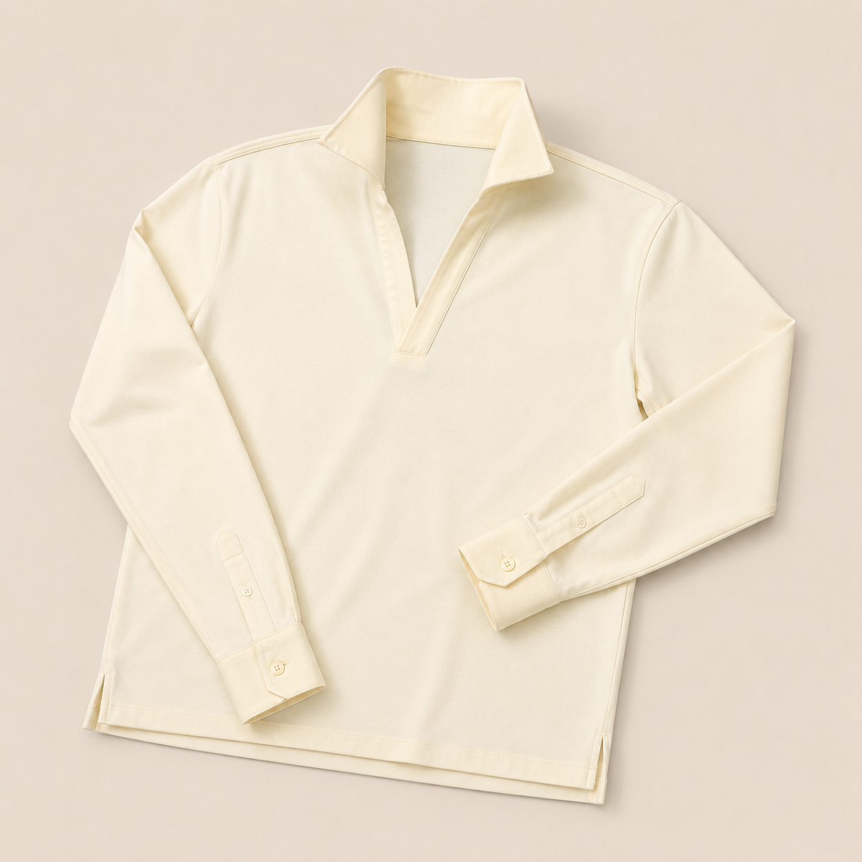 Made-to-Measure Butter Cotton Stretch V-Neck Polo