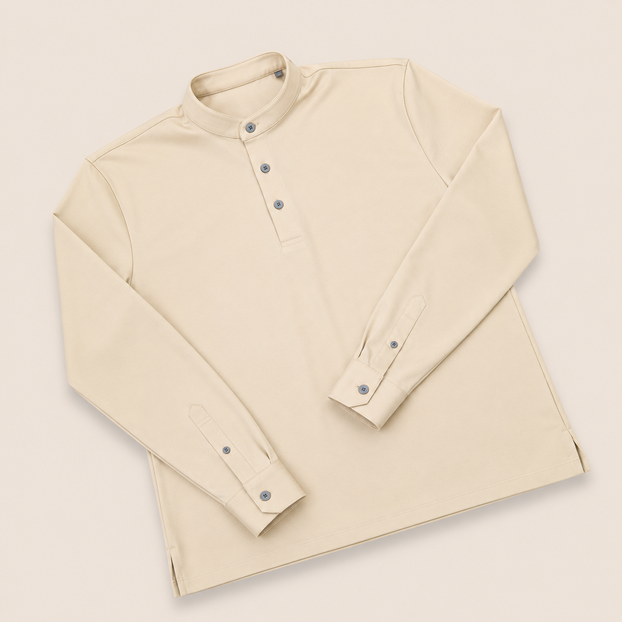 Made-to-Measure Butter Cotton Stretch Mao Collar Polo