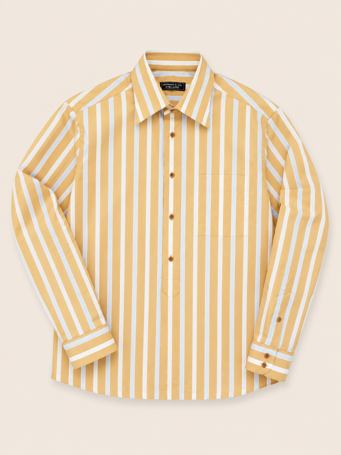 Made-to-Measure Yellow Striped Popover Shirt