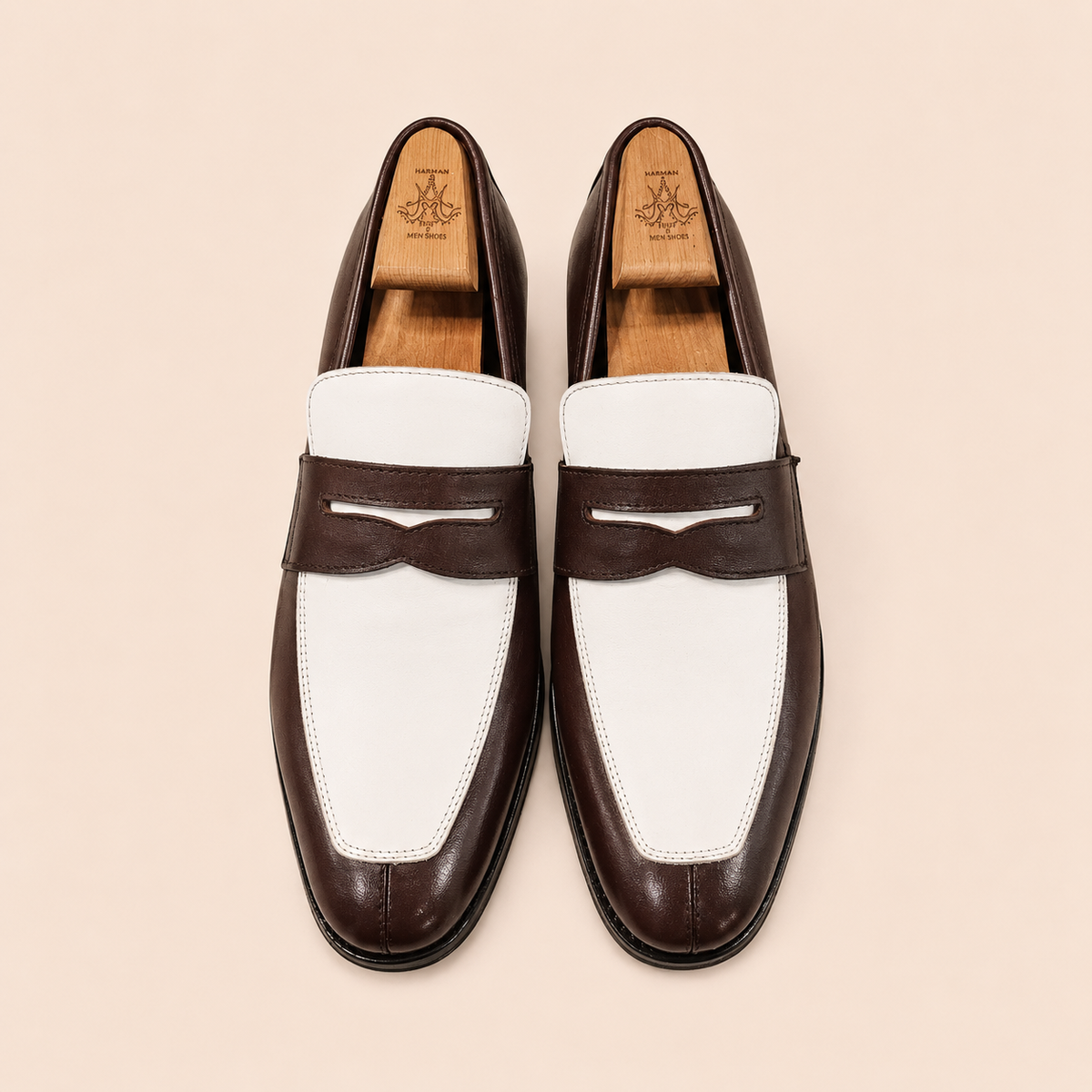 Gatsby Loafer – Ivory & Brown Full Grain Leather