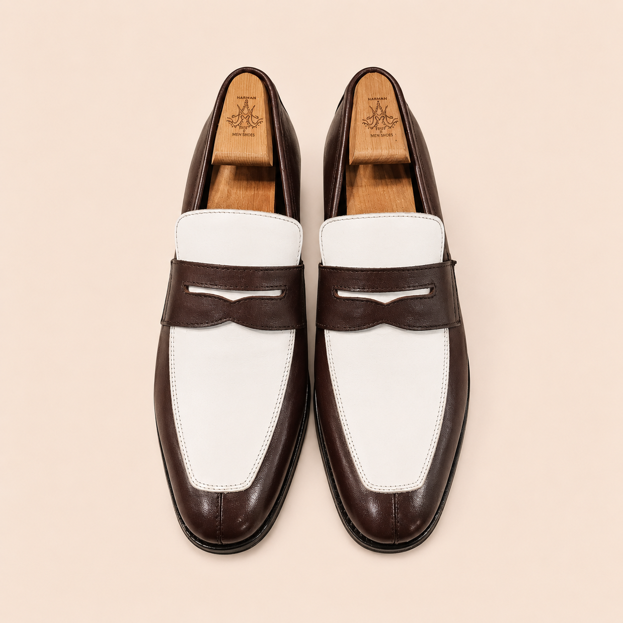 Gatsby Loafer – Ivory & Brown Full Grain Leather