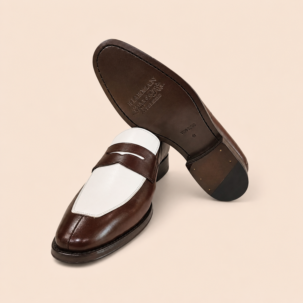 Gatsby Loafer – Ivory & Brown Full Grain Leather