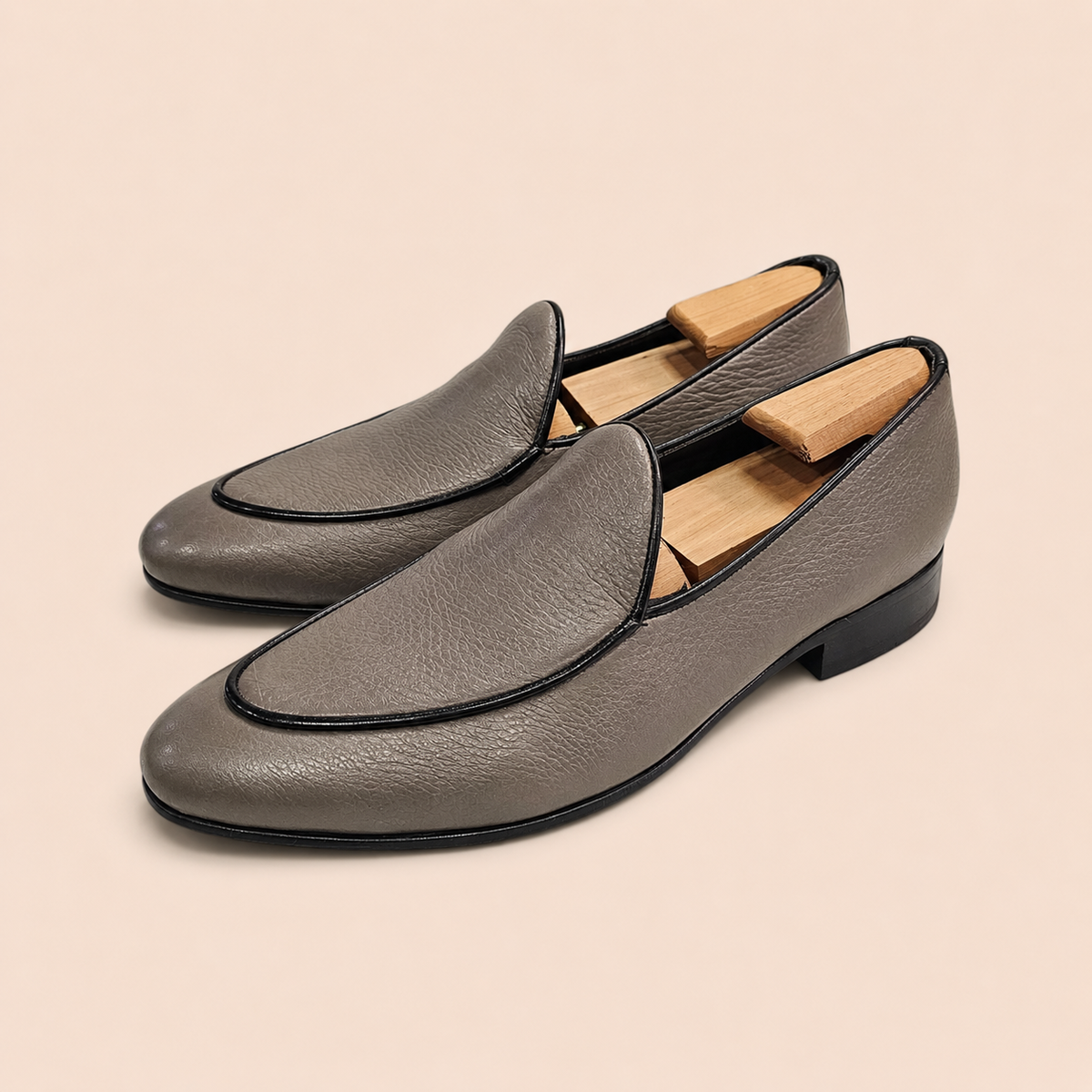Oliver Stone – Grey Pebble Full-Grain Leather Belgian Loafer