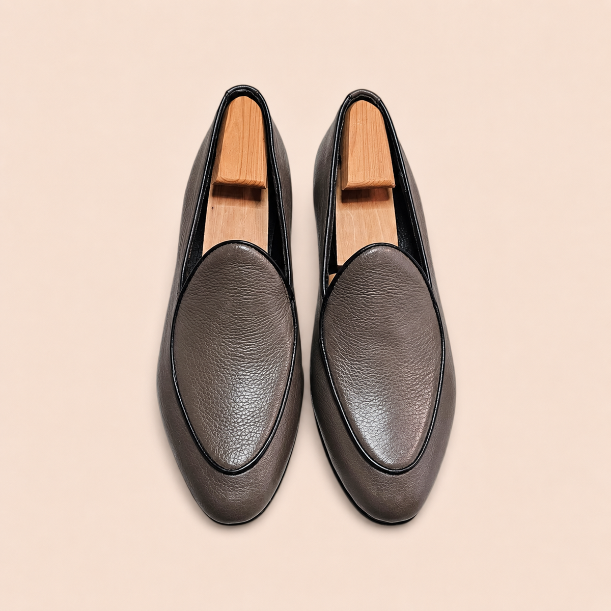 Oliver Stone – Grey Pebble Full-Grain Leather Belgian Loafer