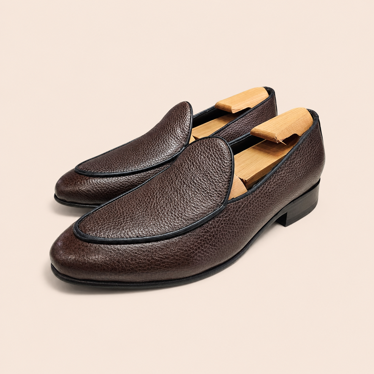 Oliver – Brown Pebble Full-Grain Leather Belgian Loafer