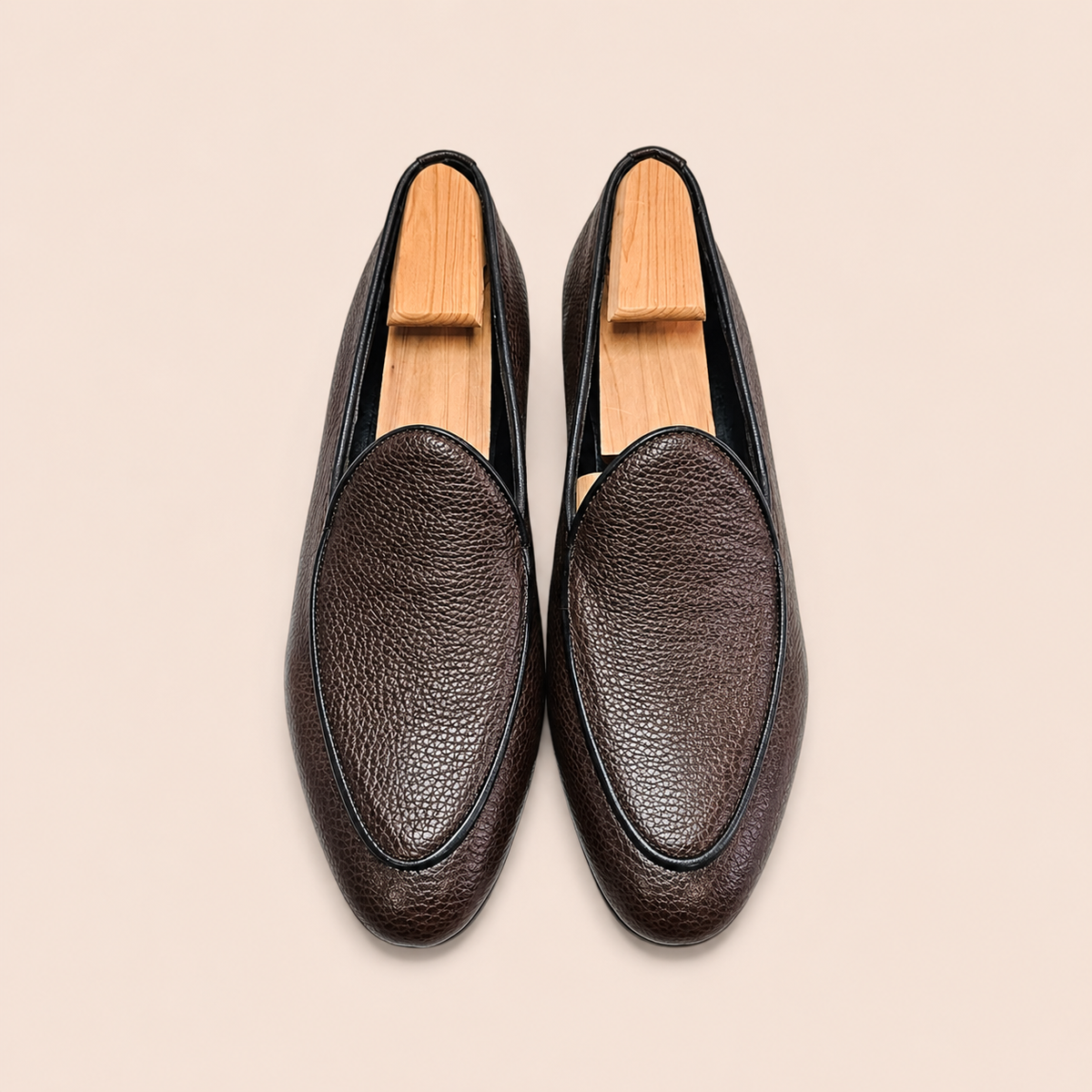 Oliver – Brown Pebble Full-Grain Leather Belgian Loafer