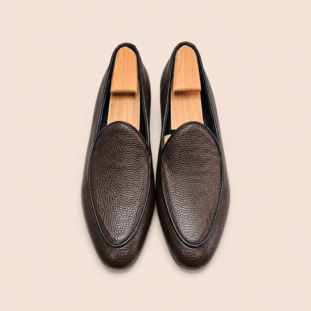 Oliver – Brown Pebble Full-Grain Leather Belgian Loafer
