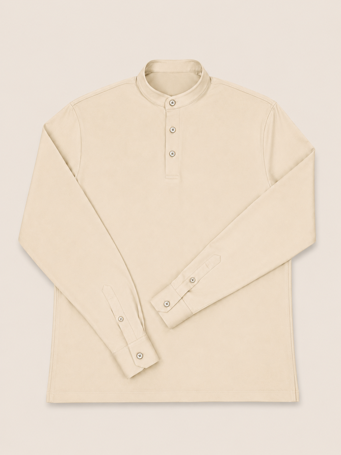 Made-to-Measure Butter Cotton Stretch Mao Collar Polo