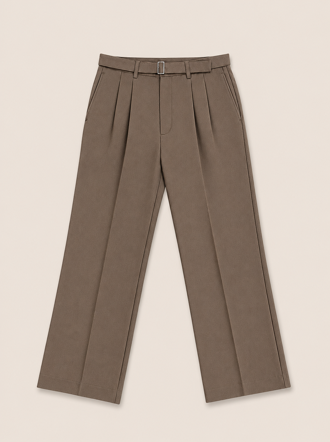 Made-to-Measure Taupe Brushed Moleskin Cotton Pleated Trousers
